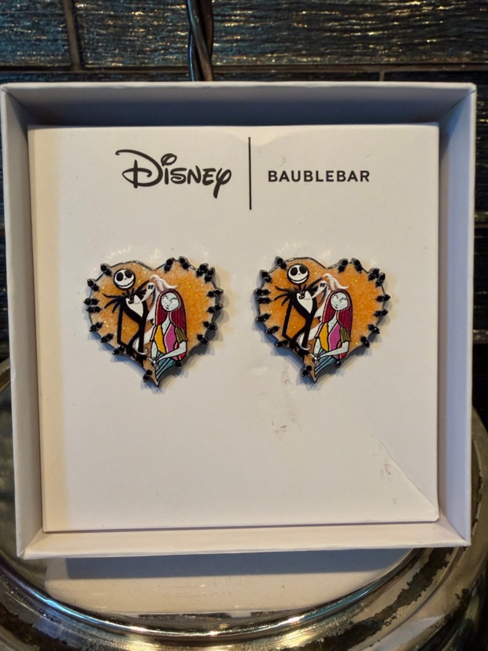 Disney x BaubleBar The Nightmare Before Christmas Heart Stud Earrings Halloween